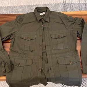 Olive Green Men's Utility Shirt.